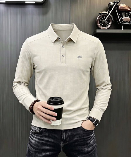 빛 럭셔리 긴팔 티셔츠 아빠 로드 중 새로운 가을 신제품 긴팔 POLO 셔츠 남성 의류 비즈니스 캐주얼 폴로 칼라 맨위