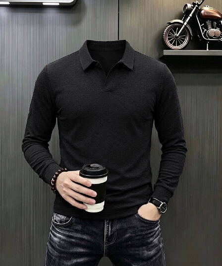 빛 럭셔리 긴팔 티셔츠 아빠 로드 중 새로운 가을 신제품 긴팔 POLO 셔츠 남성 의류 비즈니스 캐주얼 폴로 칼라 맨위