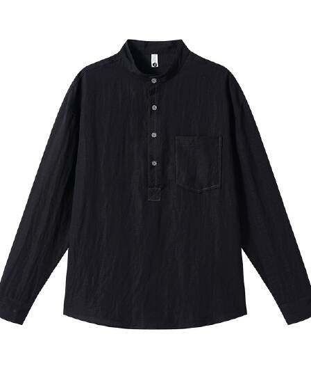 트렌드 새로운 아마 남자 긴팔 POLO 셔츠 미니멀리즘 캐주얼 단색 얇은 스타일 편안함 통기성 루즈핏 주간 실크 티셔츠