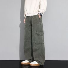 批发跨境男士潮流2026秋季新款美式大码做旧工装裤宽松直筒裤多色可选