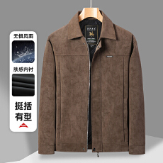 批发跨境春秋<b class='q'>男</b>士夹克中老年爸爸装商务<b class='q'>休闲</b>翻领潮流时尚鹿皮植绒<b class='q'>外套</b>