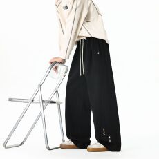 批发跨境2026秋冬新款潮流美式<b class='q'>休闲</b>卫裤<b class='q'>男</b>大码宽松垂感绣花撞色直筒裤