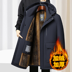 批发<b class='q'>中老年</b>人冬季男士加绒<b class='q'>棉服</b>外套爸爸装加绒加厚保暖中长款连帽棉衣