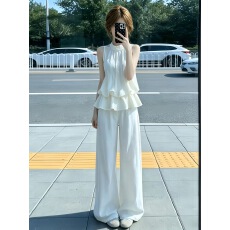 批发白色上衣裤子两件套女夏季2026新款夏日韩系绝美一整套装ootd穿搭