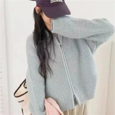 批发加厚<b class='q'>韩版</b>宽松慵懒风针织开衫秋冬外穿遮肉显瘦毛衣外套