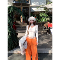 批发实拍实价 美式不规则秋冬半高领<b class='q'>修身</b>镂空内搭上衣+颗粒绒卫裤