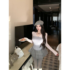 批发实拍实价 polo领针织<b class='q'>长</b>袖V领撞色弹力修身上衣内搭女