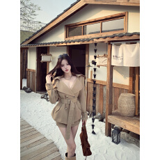 批发实拍实价  复古收腰高级感卡其色小个子<b class='q'>短款</b>风衣外套女