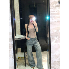 批发实拍实价 2026春季新款性感紧身拼接网纱挂脖<b class='q'>背心</b>女