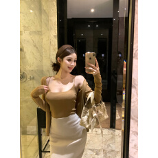 批发实拍实价 早春轻熟风穿搭套装长袖针织<b class='q'>开衫</b>吊带背心包臀三件套