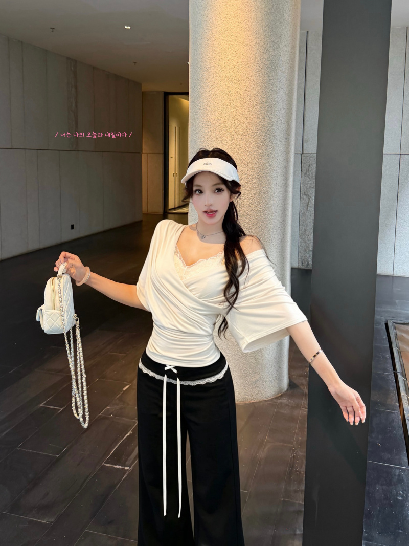 실사 정가 스택 착용 반팔 티셔츠 여성 여름 착용 가져 가라. 화이트 V넥 한 부서 몸매 가꾸기 품격 디자인 센스 맨위