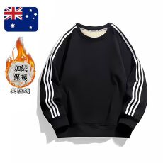 批发纯棉复合奥粒绒儿童圆领加绒加厚三条杆宽松落肩<b class='q'>休闲</b>运动后包卫衣