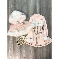 批发甜美氛围感冬日套装裙毛绒绒斗篷外套百搭打底衫<b class='q'>波点</b><b class='q'>连衣裙</b>三件套