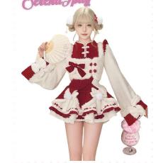 冬季新款圣诞新年甜美氛围感穿搭不规则上衣毛绒马甲蓬蓬裙三件套