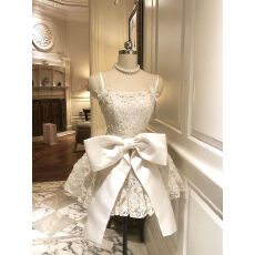 批发纯欲名媛千金蕾丝<b class='q'>吊带</b><b class='q'>连衣裙</b>夏季新款气质收腰蝴蝶结公主礼服裙女