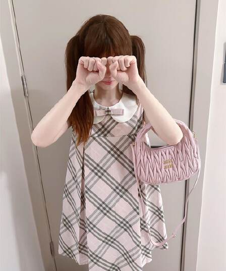 달콤함 귀여운 소녀 센스 체크무늬 베이비 칼라 드레스 여름 새로운 외국 가스 연령 감소 루즈핏 짧은