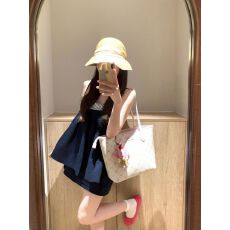 批发夏季新款韩系学院风甜美减龄套装条纹吊带上衣高腰<b class='q'>显瘦</b>短裙两件套