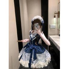 批发可爱少女感氛围感甜美连衣裙撞色拼接蝴蝶结收腰蓬蓬裙子夏季新款