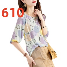 批发设计感时尚气质宽松轻薄印花上衣女2026夏季新款<b class='q'>中袖</b><b class='q'>雪纺衫</b>