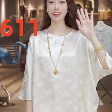 批发2026夏季时尚百搭气质冠乐绉真丝提花宽松衬衫