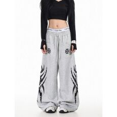 批发（原版纯棉华棉复合面料贴袋印花高质量卫裤）灰  黑