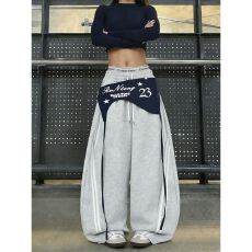 批发（原版纯棉华棉复合面料不可拆屁帘侧边拉杠卫裤）黑 灰