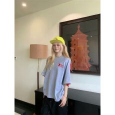 批发原版贴皮刺绣 【100%纯棉/220克超爽棉】男女<b class='q'>情侣</b><b class='q'>款</b><b class='q'>短袖</b>t恤女