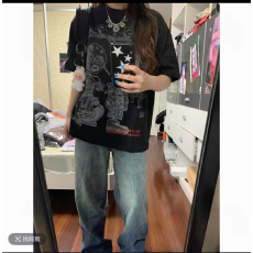 印花+防伪扣吊牌纯棉220克短袖，M-2XL