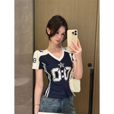 批发显瘦字母短袖短款<b class='q'>百搭</b>T恤修身