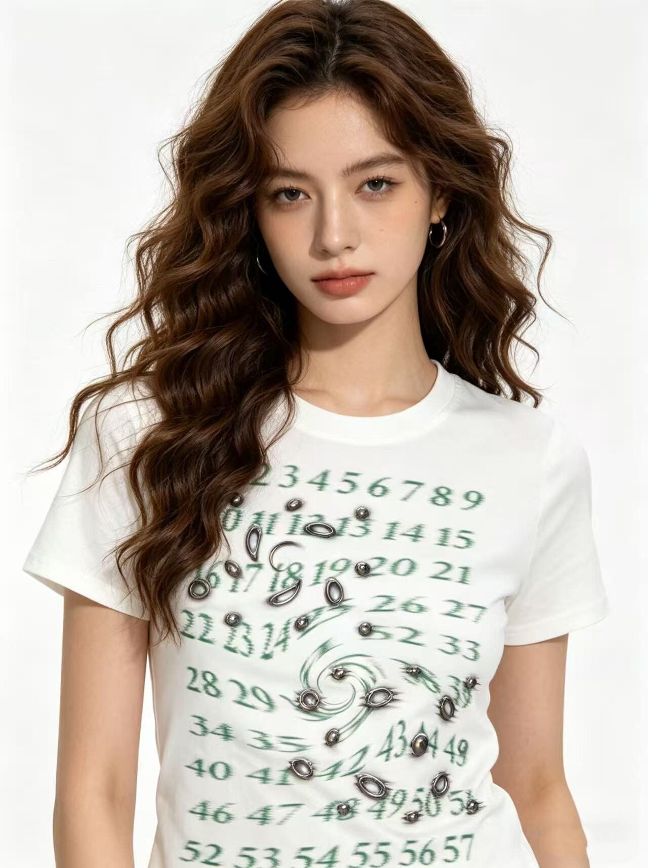 40 230 크 빗질하다 92 면 8 암모니아 Lun 이후 패키지 칼라 높음 폭탄 몸매 가꾸기 슬림해 보이는 긍정적 인 어깨 반팔 티셔츠 여성