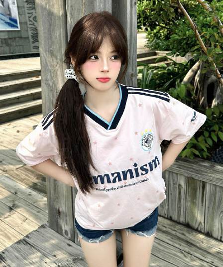 포밍 프린트 원본 솜씨 19 지점 220 그램 순면 반팔 티셔츠 여성