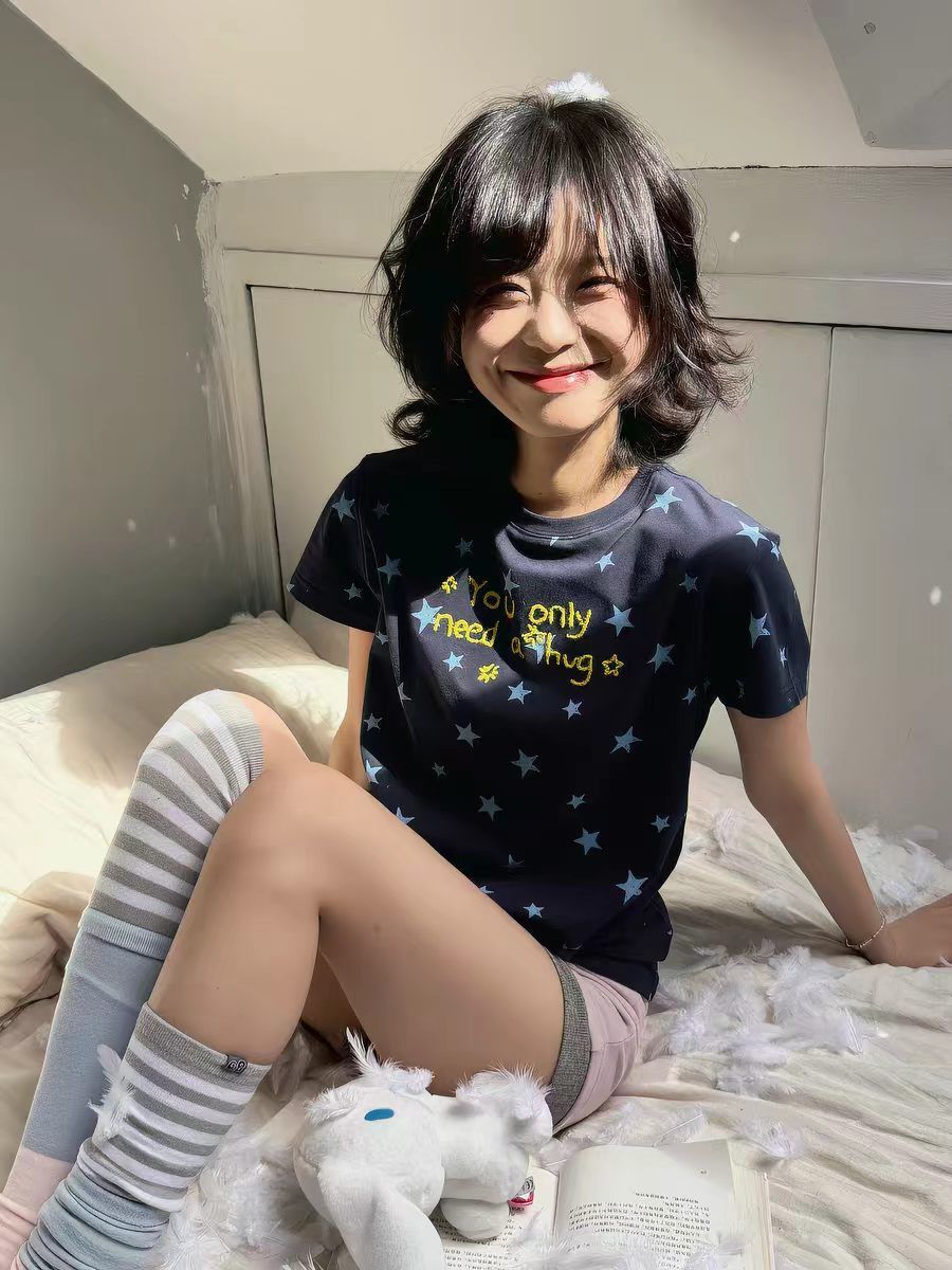 431# 원본 전체 인쇄 자수 이후 패키지 칼라 압력 라인 40 오스트리아 세대 서울 210 그램 순면 반팔 여성