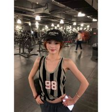 批发纯棉 美式复古辣妹风条纹小清新吊带背心<b class='q'>女</b><b class='q'>修身</b>上衣<b class='q'>女</b>