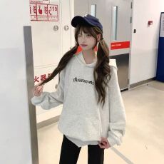薄款/加绒 刺绣 后包领纯棉华棉复合卫衣女