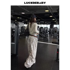 批发复古高腰宽松阔腿裤豹纹弯刀裤百搭2026秋季垂感镰刀休闲裤