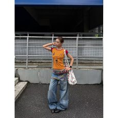 批发休闲痞帅复古浅蓝色牛仔裤<b class='q'>男</b>女直筒宽松高街阔腿<b class='q'>裤子</b>潮