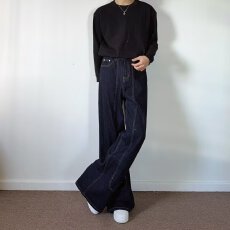复古水洗牛仔裤男女情侣宽松休闲百搭直筒阔腿长裤