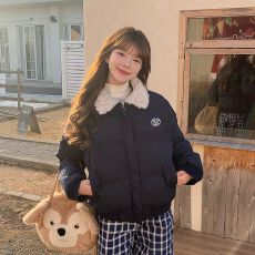 美式复古羊羔毛翻领棉服女2026年新款冬季短款学生棉衣棉袄外套