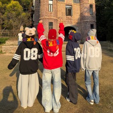 批发美式高街国潮牌字母刺绣<b class='q'>开衫</b>连帽卫衣女秋冬加绒加厚百搭情侣外套