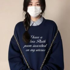 批发圆领加绒加厚卫衣女<b class='q'>装</b>秋冬新款美式潮牌字母设计感休闲宽松上衣女