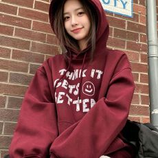 批发重磅加绒加厚连帽卫衣外套女装秋冬季新款美式字母设计宽松上衣女