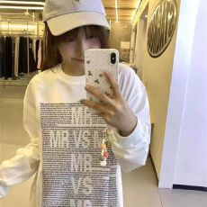 批发纯棉210克精梳精密印花秋季宽松长袖<b class='q'>T</b><b class='q'>恤</b>女