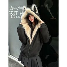 批发原版加厚夹棉 有内里 座山雕麂皮毛领猫耳朵棉服<b class='q'>男</b>女冬季新款棉衣