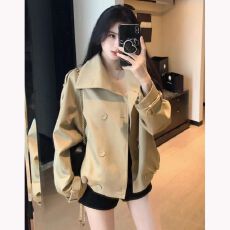 批发超好看卡其色立领短<b class='q'>风衣</b>女2026秋季新款韩版休闲英伦风双排扣外套