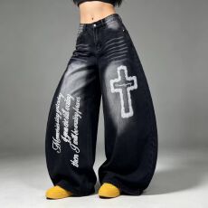 批发美式叁洪直筒<b class='q'>牛仔裤</b>子<b class='q'>女</b>款2026春秋薄款亚文化穿搭阔腿长裤夏季