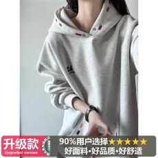 批发刺绣港风卫衣男<b class='q'>女</b>秋冬季新款运动时尚百搭休闲宽松套头连帽上衣潮