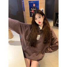 批发纯棉华棉复合牛奶丝330克+银狐绒420克】美式复古连帽<b class='q'>卫衣</b>女印花