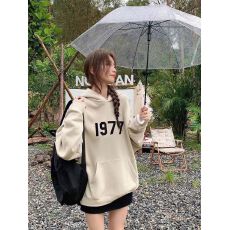 批发无绳华棉复合310克+银狐绒400克美式复古宽松连帽<b class='q'>卫衣</b>女奶茶色
