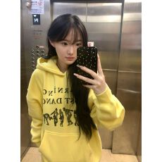 批发无绳TC华棉复合310克+复合银狐绒400克美式复古连帽<b class='q'>卫衣</b>女黄色