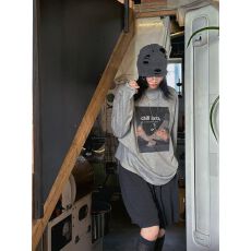 批发高质量纯棉200克21支精梳精密印花秋季宽松<b class='q'>长袖</b><b class='q'>T</b><b class='q'>恤</b>女